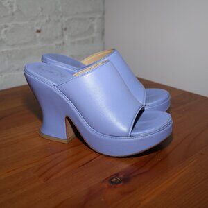 Bottega Veneta Womens Purple Wedge Heeled Wedge Mules